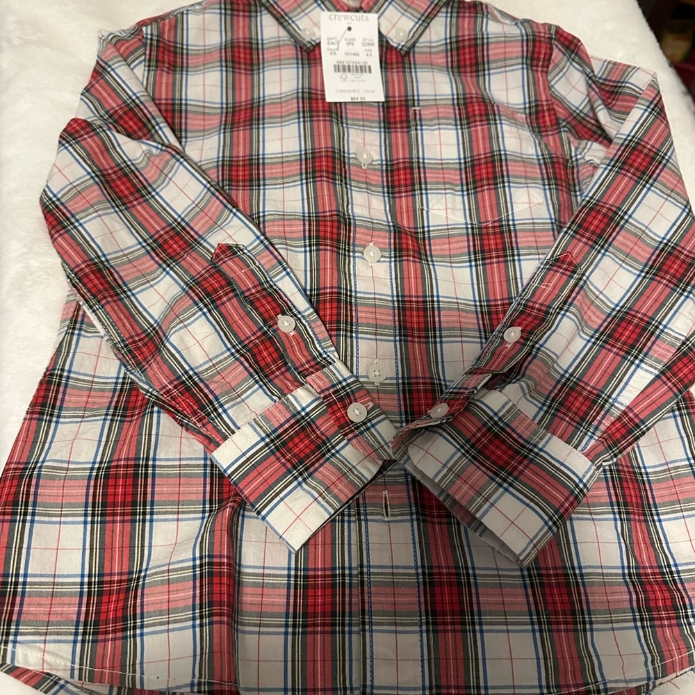 Boys size 4-5 Crew Cuts Red Plaid Shirt- long sleeves